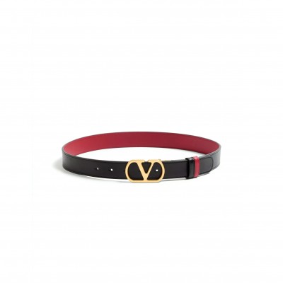 VALENTINO BELT VLOGO SIGNATURE REVERSIBLE SHINY CALFSKIN - 30MM 7W2T0SQ3IYR_43K